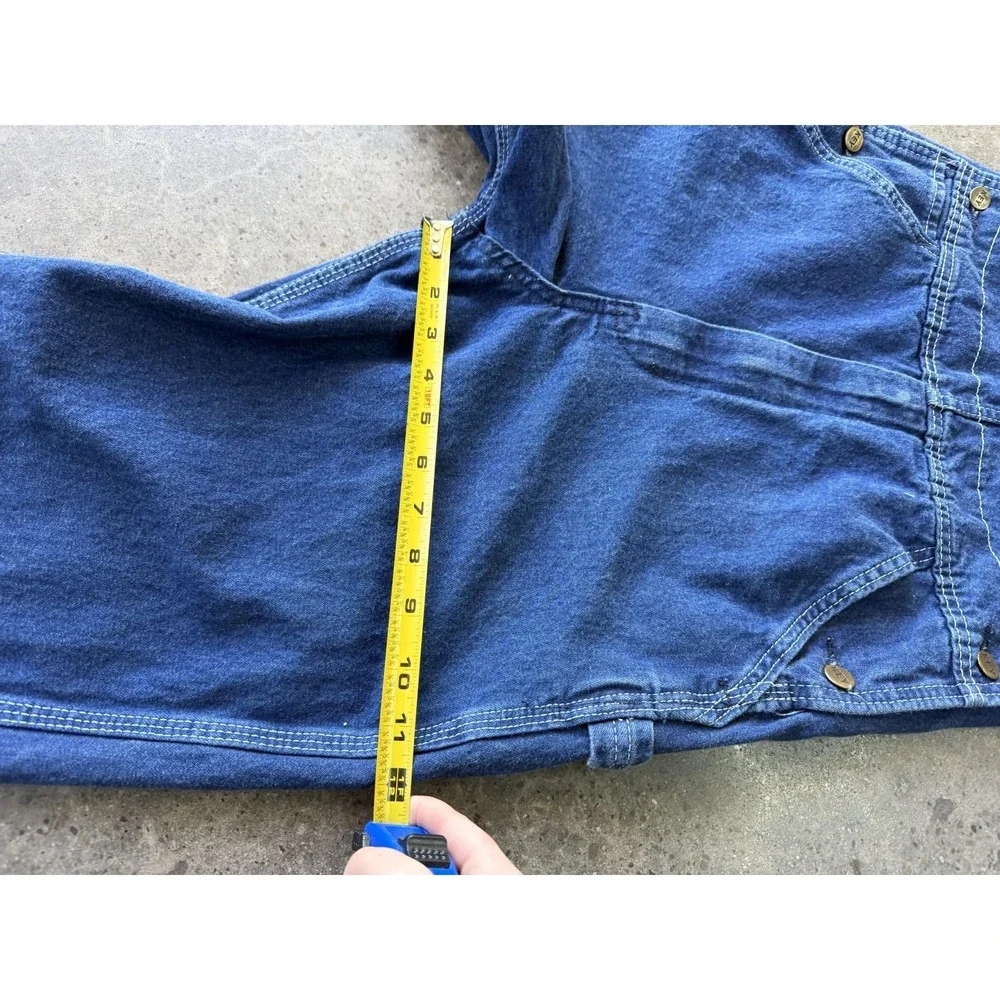 Key Bib Overalls Mens 30x34 Blue Denim Workwear Carpenter Utility Straight Leg - Picture 13 of 15